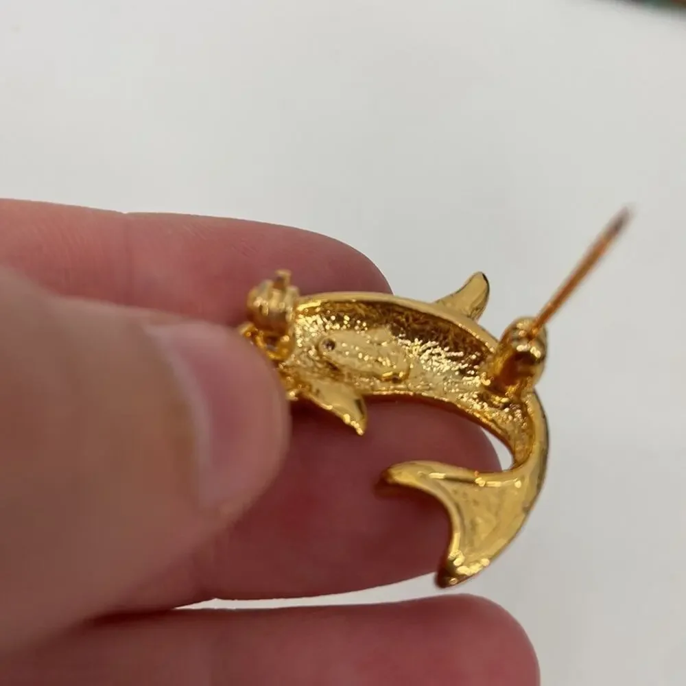 Vintage Enamel Dolphin brooch